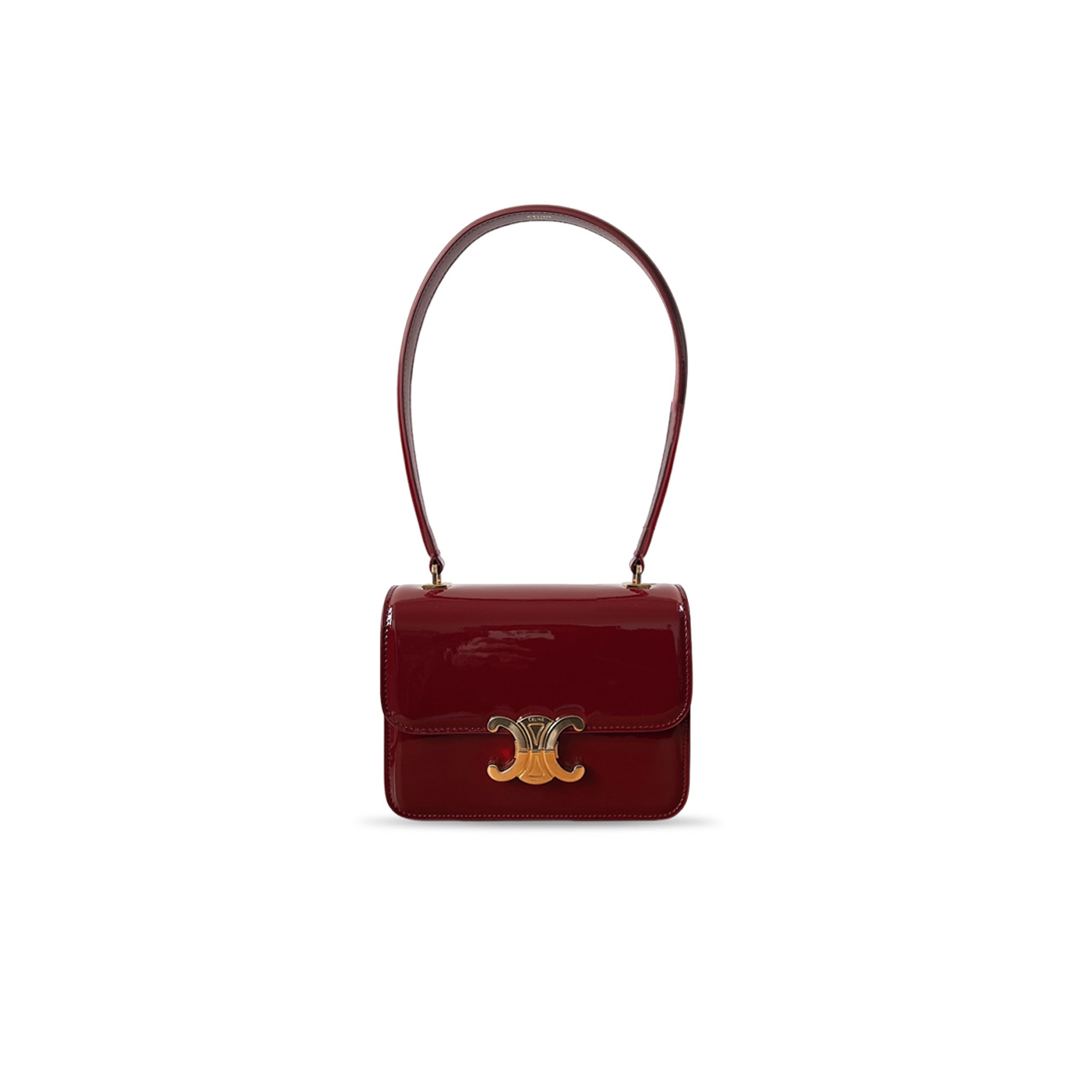 CELINE TEEN GARANCE PATENT LEATHER HANDBAG (18.5*13.5*7cm)